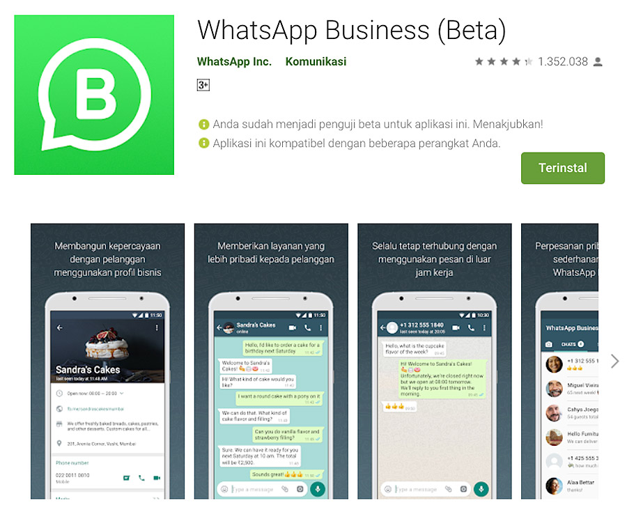 Download aplikasi WhatsApp Business di Play Store atau App Store